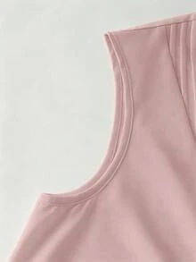 SHEIN LUNE CURVE Áo sơ mi nữ cỡ lớn cổ tròn cài cúc, thích hợp cho mùa xuân/hè. - Hồng - Xem 3