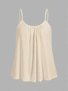 SHEIN EZwear 3 chiếc áo hai dây dáng rộng xếp ly dành cho nữ, có dây đeo điều chỉnh được, thích hợp cho mùa xuân và mùa hè. - Nhiều màu - Xem 3
