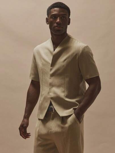 Musero Tailored Short Sleeve Concealed Button Shirt Spring/Summer Essentials Co Ord Shirt Only