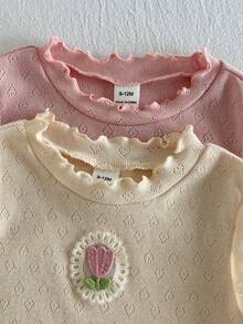 Loomiva 2pcs Baby Girl Cartoon Strawberry Knitted Soft Crew Neck Sleeveless Top Set - Multicolor - View 4