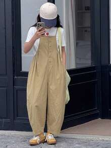 Dazy Kids Bộ áo liền quần cho bé gái tuổi teen, mùa xuân/hè - Màu Khaki - Xem 4