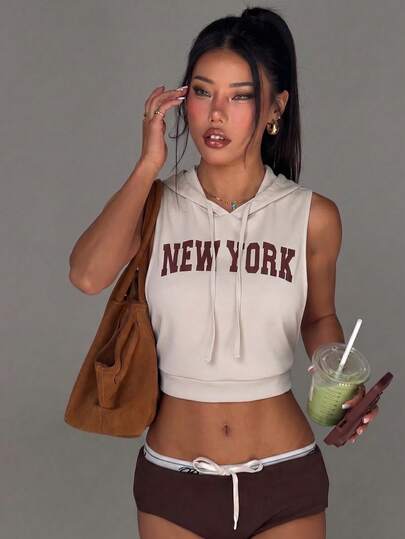 SHEIN Rhythm Era 大码女式无袖连帽运动衫，适合运动和健身