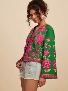 Travachic Blusa de manga larga con estampado floral y corte holgado para mujer, primavera/verano - Multicolor - Ver 7