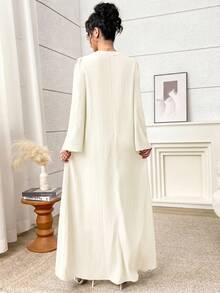 Al Najma Women's V-Neck Casual Party & Travel Arabic Style Dress - Apricot - View 4