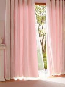 Double-Layer Semi-Blackout Curtain, Modern Minimalist Decorative Curtain, Comfortable Texture, Suitable For Living Room, Bedroom, Balcony, Bay Window - New Pink - View 2
