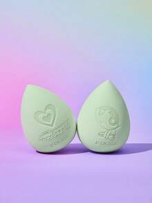 FanGlow THE POWERPUFF GIRLS X SHEIN 1pc Multi-Color Cartoon Buttercup & Heart Pattern Makeup Sponge - Green - View 1