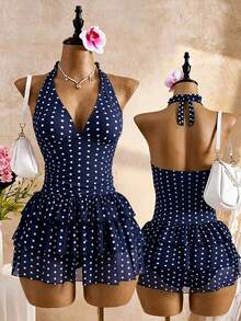 Women Plus Size Sports Dresses - Navy Blue - View 3