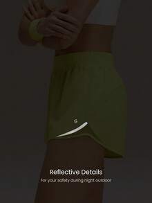 GLOWMODE 2.6" VitalSwift Ultralight Sweat-Wicking Mid-Rise Waist Adjustable Waist Reflective Running Shorts With Built-In Underwear Zip Pocket Workout Running - Yellow - View 3