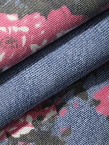 Livesso Mono vaquero holgado de pierna ancha con pliegues y estampado floral para mujer - Azul - Ver 8