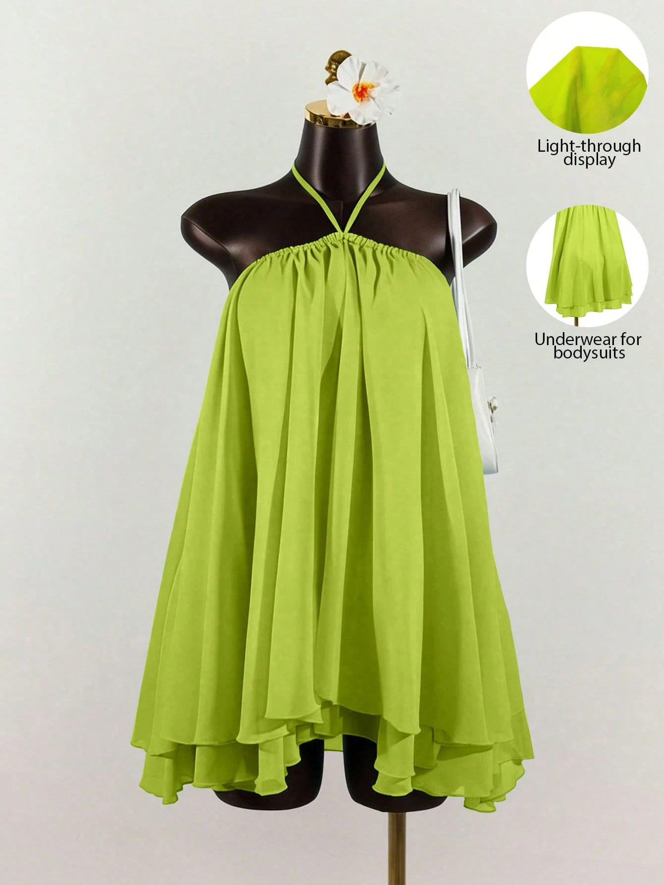 Lyxana Women&rsquo;S Chiffon Layered Ruffle Sleeveless Mini Dress