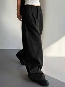 DAZY Women's Loose Wide Leg Pants, Casual Street Style, Spring/Summer - Black - View 5