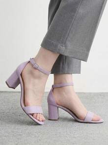 CUCCOO BIZCHIC Giày sandal nữ thời trang thoải mái, mũi tròn, có khóa cài, quai ngang mắt cá chân, gót dày, đa năng, thích hợp cho mùa xuân và hè, kiểu dáng mới, thanh lịch và đơn giản, dễ phối đồ. - Màu tím - Xem 5