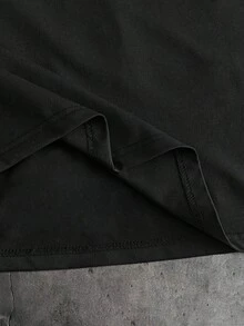 AXEPEAK 加大码男士字母印花短袖休闲Polo衫 - 黑與白 - 查看 7