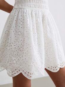CielaLinda Vestido corto de mujer con tirantes finos y bordado - Blanco - Ver 8