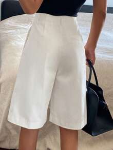 DAZY Women's Loose Straight Leg Knee-Length Shorts, Casual & Formal, Suitable For Summer Vacation - White - View 2