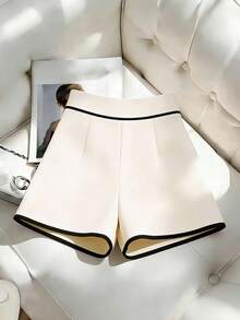 Franclia Pantalones cortos anchos de verano casuales y de uso diario para mujeres - Albaricoque - Ver 3