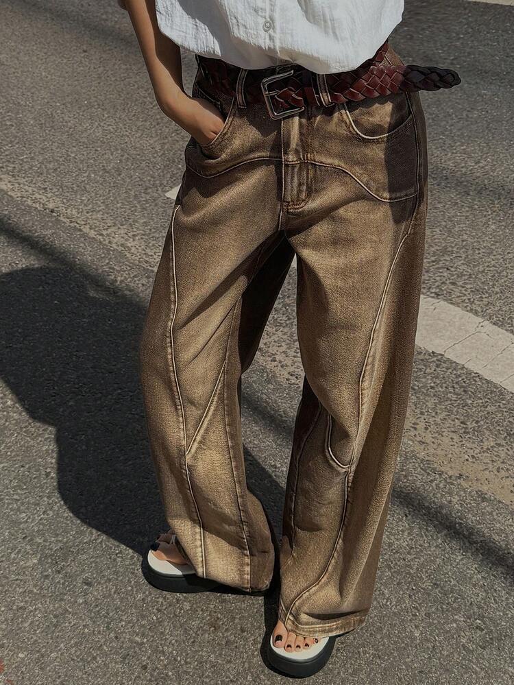 Cotton Vintage Topstitching Decor Casual Women Jeans, Suitable For Party, Beach, Holiday, Summer