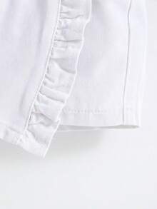 Váy denim xếp ly bồng bềnh dễ thương cho bé gái SHEIN, chất liệu co giãn cao, mềm mại thoải mái, kiểu dáng boho mùa xuân hè, điểm xuyết hoa văn. - Nhiều màu - Xem 3