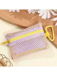 Zazumi Bolsa con cremallera de malla mini, disponible en múltiples colores, práctica monedero, portallaves, estuche para tarjetas, bolsa para lápiz labial - Multicolor - Ver 9