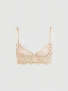 ROMWE Plus Size Gothic Floral Lace Underwire Triangle Cup Bra - Khaki - View 2