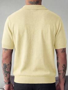 GENTILAND Men's Solid Color Short Sleeve Knit Top - Mustard Yellow - View 2