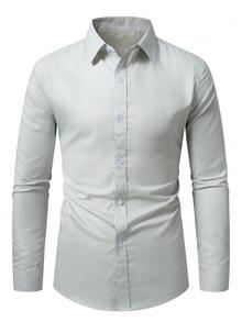 Manfinity Mode Camisa de manga larga casual y de uso diario con estampado total para hombres - Multicolor - Ver 3