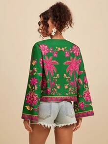 Travachic Blusa de manga larga con estampado floral y corte holgado para mujer, primavera/verano - Multicolor - Ver 2