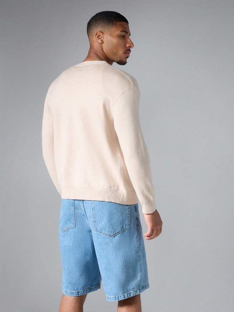 Flat Knit V-Neck Button-Up Cardigan Sweater Long Sleeve Regular Fit Spring Layering Essential