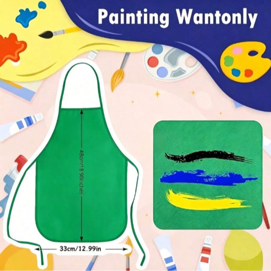 1/5/10pcs Aprons, Suitable For Children, Teens And Artists - Durable Non-Woven Fabric, Perfect For Classroom, Kitchen, Crafts And Party Activities, Children's Art Supplies, Craft Aprons, Fun Design. - Multicolor - View 1