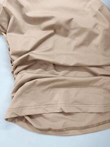 Women's Fashionable Elegant Bell Sleeve Ruched Fitted Blouse Fall Cloth For Women - Apricot - View 7