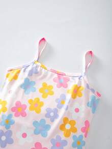 SHEIN 少女碎花休闲日常度假吊带裙 - 彩色 - 查看 6