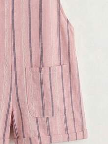 SHEIN EZwear Bộ áo liền quần nữ dáng rộng thoải mái, áo liền quần kẻ sọc, trang phục mùa hè cho nữ. - Nhiều màu - Xem 3