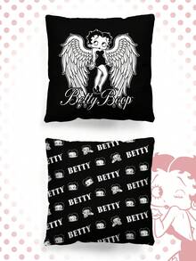 Betty Boop | ROMWE 1 Piece, Dark Punk Pattern Double-Sided Pillow Cover, Flannel Printed Square Pillowcase, Suitable For Living Room, Bedroom Home Decoration, Sofa Pillow, Car Pillow, Suitable For All Seasons - Multicolor - View 1