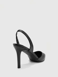 CUCCOO BIZCHIC Giày sandal cao gót mũi nhọn quai ngang mắt cá chân màu đen mờ bóng dành cho nữ, kiểu dáng thanh lịch, đa năng, phù hợp cho công sở và đi làm. - Than chì đen - Xem 8