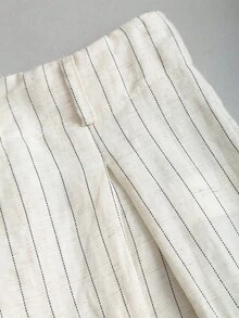 Sunnyshic Thời trang Xuân/Hè mới, phong cách thường ngày thoải mái, đi nghỉ mát, màu mơ, xếp ly, ống rộng, dáng suông, tôn dáng, kiểu quần công sở cho nữ. - Màu be - Xem 5