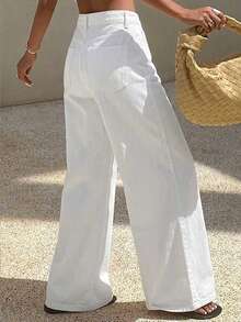 Dazy Tall Women's Tall Loose Casual Straight Leg Jeans - White - View 4