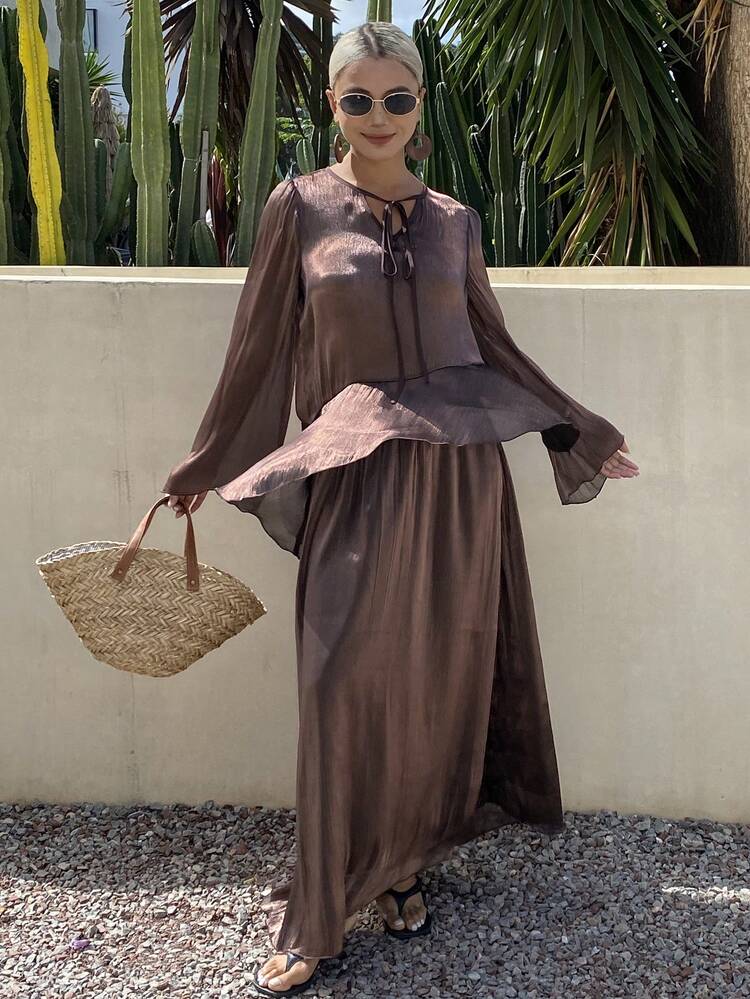 Women's Vacation Casual Shirt And Skirt 2 Pieces Set