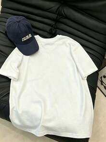 Resyla Retro American College Style Casual Men Round Neck T-Shirt - White - View 2