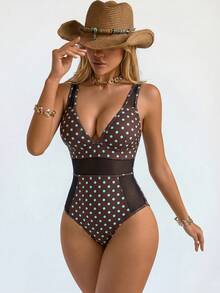 Shapewave Baju Renang One-Piece Elegan 26SS untuk Liburan Pantai Musim Panas, Kontrol Perut, Warna Hitam, dan Jala Kontras. - MultiWarna - View 6