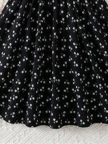 SHEIN 女童罗纹圆领印花拼接短袖连衣裙 - 彩色 - 查看 11