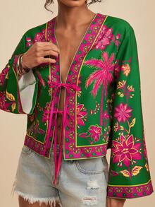 Travachic Blusa de manga larga con estampado floral y corte holgado para mujer, primavera/verano - Multicolor - Ver 3