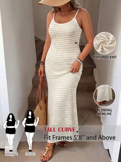 SHEIN Tall CURVE CURVE New Plus Size Women's Tall GirlsWomen's Summer Beach Vacation Solid Color Textured Fabric Fitted Slip Dress, Spring/Summer,Suitable For Commuting In Summer , Slimming And Waist-Cinching,Tall For Women's.High-Waisted Makes You Look Slimmer And Your Legs Longer, Suitable For Tall Women.High-Waisted Makes You Look Slimmer And Your Legs Longer, Suitable For Tall Women.Suitable For All Seasons And Occasion,Suitable For Tall Girls& Women, Summer Dress Summer Summer Dresses Carnival Women Look 2026,Carnival Outfit,Carnival Costumes,Party Dress, Elegant Dresses For Party, Party Dresses For Women, Elegant Party Dresses For Women, Long Party Dresses,Wedding Guest Dress For Women, Weddings & Events,Luxury Evening Dresses For Weddings, Bridesmaid Dress, Elegant Dresses For Ladies, Vacation Outfits Women, Holiday Outfits For Women, Summer Holiday Outfits,Resort Wear Women,Summer Vacation Outfits,Casual Dresses For Women, Casual Long Dresses ,Mother Of The Bride Dresses For Wedding,2026 New