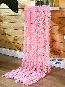 1/3/5/10Pcs Artificial Hydrangea Cherry Blossom Vine Garland Silk Faux Floral Hanging Vine Decorative For Valentine's Day Gift Home Decor Dining Table Bedroom Wedding Venue Outdoor Garden New Year Must Have - Multicolor - View 1