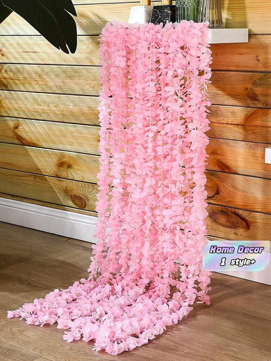 1/3/5/10Pcs Artificial Hydrangea Cherry Blossom Vine Garland Silk Faux Floral Hanging Vine Decorative For Valentine's Day Gift Home Decor Dining Table Bedroom Wedding Venue Outdoor Garden New Year Must Have - Multicolor - View 1
