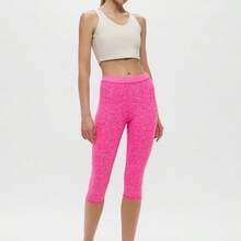 Alo Yoga Sports Capri HW ICONIC Sweat Absorption Breathable Lightweight Solid Good Elasticity Easy To Wash Outdoor Running Women Light Pink Heather W51024R - NEON PINK HEATHER - 粉色 - 查看 2
