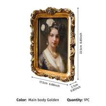 Cirelle 1pc Vintage Gold Picture Frame, Ornate Baroque Picture Frame, Antique Rococo Photo Frame For Wall & Tabletop Display, Decorative Wall Decor - 1PC - View 3