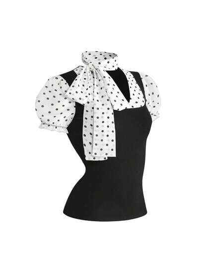 ROMWE Sexy Y2K Puff Sleeve Ruffle Collar Graphic Print T-Shirt For Women