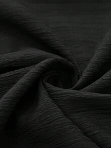 SHEIN Frenchy 大码女式纯色拼接设计休闲百搭日常裤 - 黑色 - 查看 8