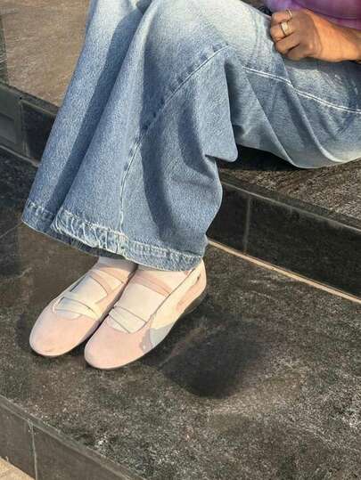 Balerinas de mujer con cintas elásticas, Zapatos planos estilo ballet deportivo, Calzado cómodo Balletcore urbano Elegante para Verano primavera marca Naff