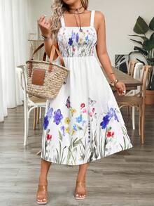 Breezaya Robe fleurie élégante, confortable et à la mode grande taille pour les vacances - Multicolore - Voir 7
